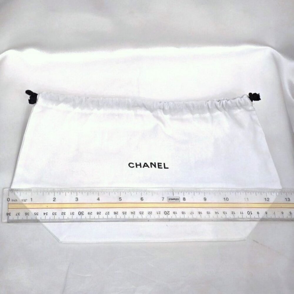 2 x CHANEL White Cotton Drawstring Dust Bag Shoe Storage LARGE 13" x 7.5" x 5.25 - Picture 3 of 5